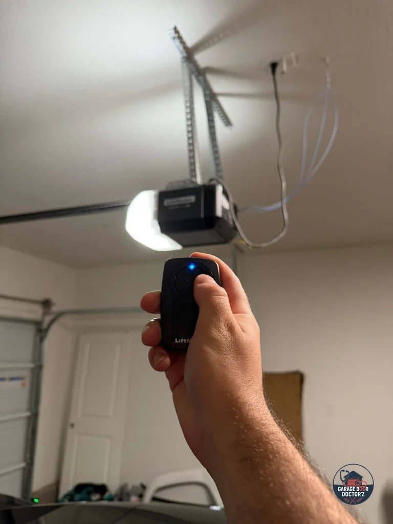 Active Glowing Blue LED LiftMaster Remote After Repair
